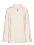 Herringb Half Zip Tops Knitwear Jumpers Cream GANT