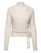 Brookline Knit Wrap T-Neck Tops Knitwear Jumpers Beige Second Female