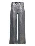 Straight Foil Jeans Bottoms Jeans Wide Silver Mango