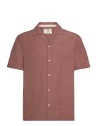 Akkurt S/S Placket Detail Tops Shirts Short-sleeved Brown Anerkjendt