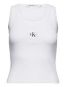 Woven Label Rib Tank Top Tops T-shirts & Tops Sleeveless White Calvin ...