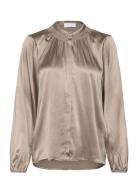 Lr-Dakota Tops Shirts Long-sleeved Brown Levete Room