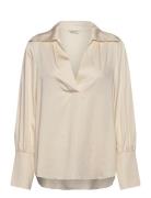 Reg Pop Over High Cuff Blouse Tops Blouses Long-sleeved Cream GANT