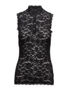 Full Lace Top W/ Buttons Tops T-shirts & Tops Sleeveless Black Rosemun...