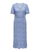 Carchianti S/S Long Dress Wvn Noos Knelang Kjole Blue ONLY Carmakoma