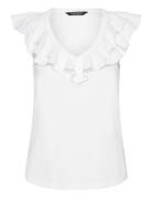 Ruffle-Trim Slub Jersey Sleeveless Tee Tops T-shirts & Tops Sleeveless...