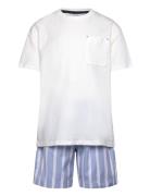 Striped Cotton Short Pyjamas Pyjamas Sett Blue Mango