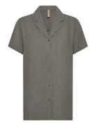 Sc-Alema Tops Shirts Short-sleeved Khaki Green Soyaconcept