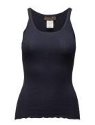 Rwbelle U-Neck Strap Elastic Top Tops T-shirts & Tops Sleeveless Navy ...