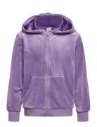 Hoodjacket Velour Tops Sweat-shirts & Hoodies Hoodies Purple Lindex