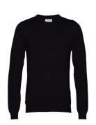 Melange Round Neck Knit Tops Knitwear Round Necks Black Lindbergh