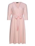 Surplice Jersey Dress Knelang Kjole Pink Lauren Women