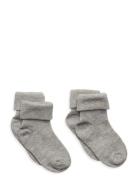 Baby Rib Sock W. Fold Socks & Tights Baby Socks Grey Minymo