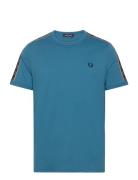 Contrast Tape Ringer Tee Tops T-shirts Short-sleeved Blue Fred Perry