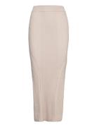 Iconic Rib Maxi Skirt Langt Skjørt Beige Calvin Klein