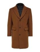 Slhjoseph Wool Coat Noos Ullfrakk Frakk Brown Selected Homme