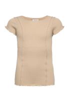 Cotton T-Shirt Tops T-shirts Short-sleeved Beige Rosemunde Kids