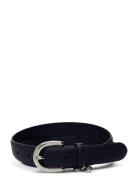 Charm Crosshatch Leather Belt Belte Navy Lauren Ralph Lauren