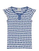 2X2 Cotton Stripe Cinne Tee Tops T-shirts Short-sleeved Blue Mads Nørg...