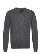 Lambswool Blend V-Neck Tops Knitwear V-necks Grey GANT