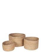 Set Of 3 Baskets Abha Home Kids Decor Storage Storage Baskets Gold Nat...