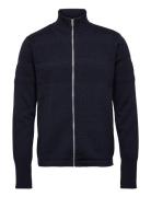 Wool Klemens Zip Knit Tops Knitwear Full Zip Jumpers Navy Mads Nørgaar...