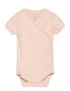 Baby Rib Jersey Body Crossover W. Ss Bodies Wrap Bodies Pink Copenhage...