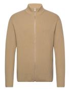 Knitted Zip Cardigan Tops Knitwear Full Zip Jumpers Beige Lindbergh