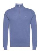 Cotton Pique Halfzip Tops Knitwear Half Zip Jumpers Blue GANT