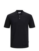 Jjeemil Knit Polo S/S Sn Tops Knitwear Short Sleeve Knitted Polos Blac...