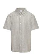 Shirt Ss Linen Blend Tops Shirts Short-sleeved Shirts Grey Lindex