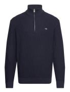 Cotton Texture Halfzip Tops Knitwear Half Zip Jumpers Blue GANT