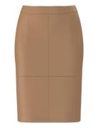 Slfmaily Hw Leather Skirt Noos Knelangt Skjørt Brown Selected Femme