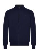 Lambswool Fzip Tops Knitwear Full Zip Jumpers Navy Hackett London