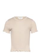 Cotton T-Shirt Tops T-shirts Short-sleeved Cream Rosemunde Kids