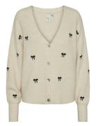 Yasbow Ls Embroided Knit Cardigan S. Tops Knitwear Cardigans Cream YAS