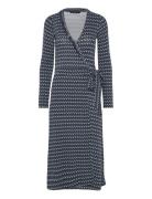 Elisa Harlekin Wrap Dress Knelang Kjole Blue Ilse Jacobsen