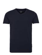 Mens Stretch V-Neck Tee S/S Tops T-shirts Short-sleeved Blue Lindbergh