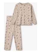 Nightwear Mila Pyjamas Sett Beige Wheat