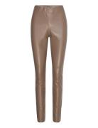 Veganibbchrista Leggins Bottoms Trousers Leather Leggings-Bukser Brown...