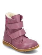 Boots - Flat - With Velcro Vinterstøvletter Med Borrelås Pink ANGULUS