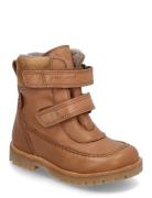 Rub Sole™ Velcro Boot Tex Vinterstøvletter Med Borrelås Brown Pom Pom