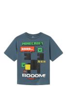 Nkmsanti Minecraft Ss Nreg Top Bfu Tops T-shirts Short-sleeved Blue Na...