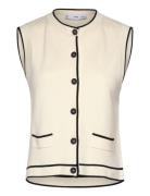 Knitted Waistcoat With Contrast Piping Vests Knitted Vests Cream Mango