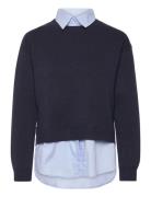 Combined Shirt Sweater Tops Knitwear Jumpers Navy Mango