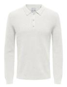 Onsphill Reg 12 Rib Ls Polo Knit Tops Polos Long-sleeved White ONLY & ...