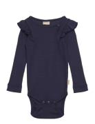 Body L/S Modal Frill Bodies Long-sleeved Navy Petit Piao