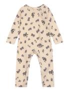 Jumpsuit L/S Printed Langermet Bodysuit Beige Petit Piao