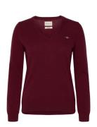 Extrafine Lambswool Blend V-Neck Tops Knitwear Jumpers Burgundy GANT