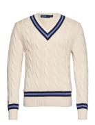 The Iconic Cricket Sweater Tops Knitwear V-necks Cream Polo Ralph Laur...